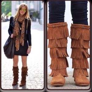 5 layer fringe boots